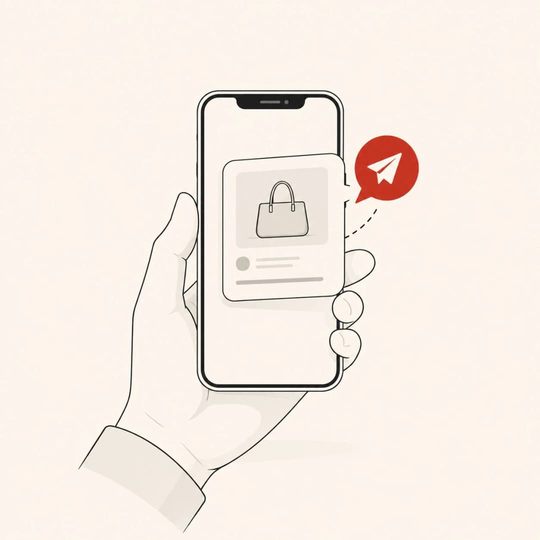 Illustration of a customer sharing a product link or photo with BuyFromChina.ca