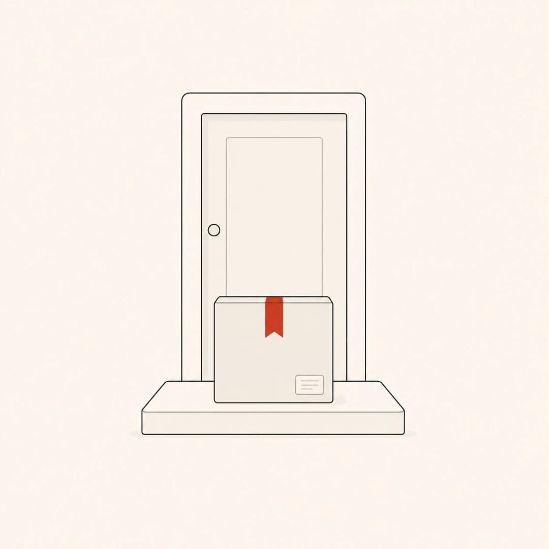 Illustration of a package being delivered to a Canadian doorstep